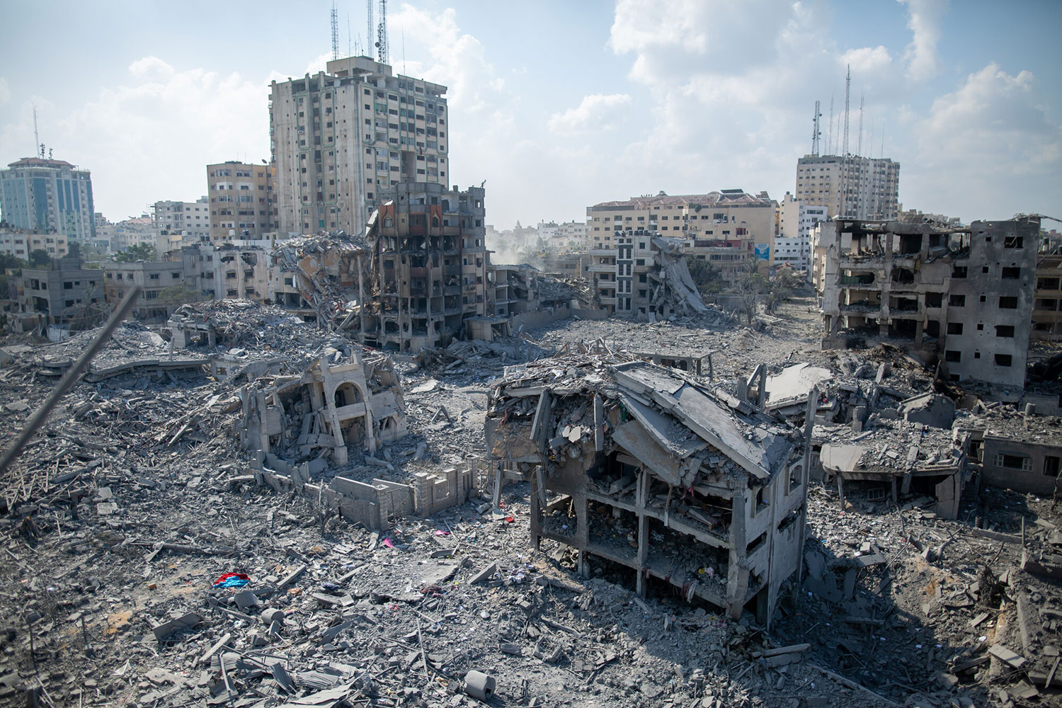 Zerstörung von Al Remal, Gaza, in Folge der israelischen Luftangriffe im Oktober 2023.